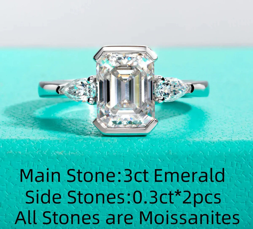 3.6 CTTW Emerald Cut Moissanite Engagement Ring