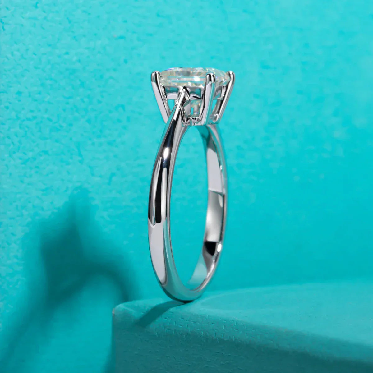 1.2CT Princess Cut D Color Moissanite Engagement Ring