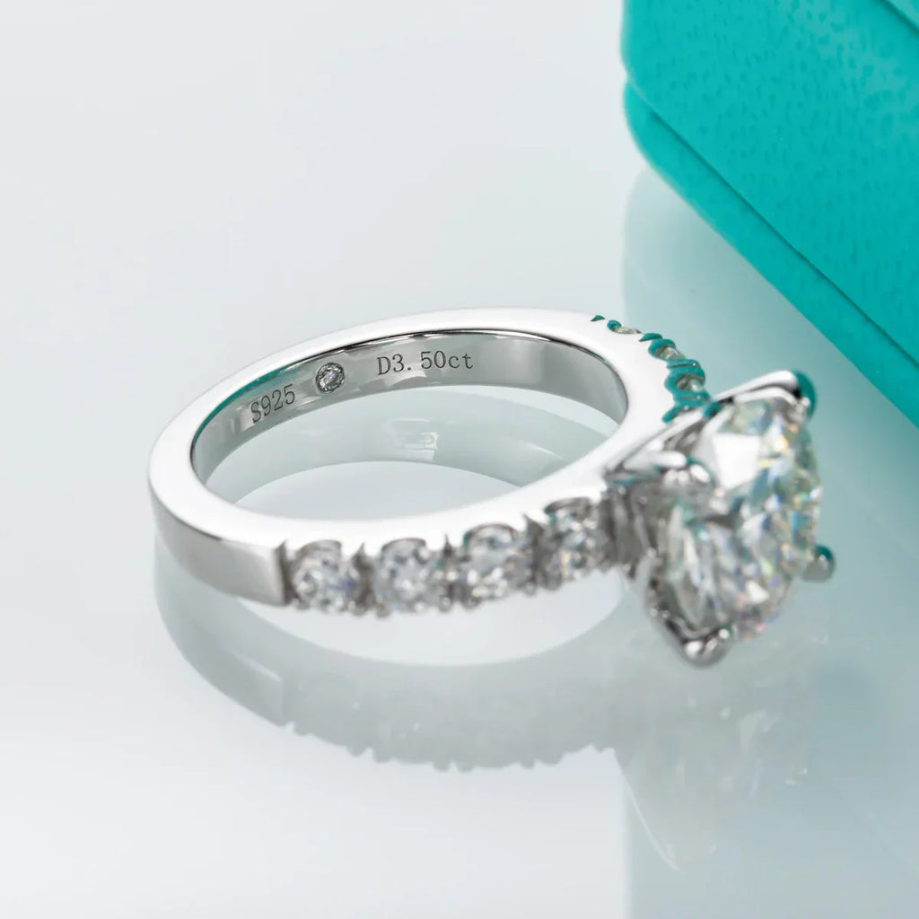 4.3CT D Color Moissanite Engagement Ring