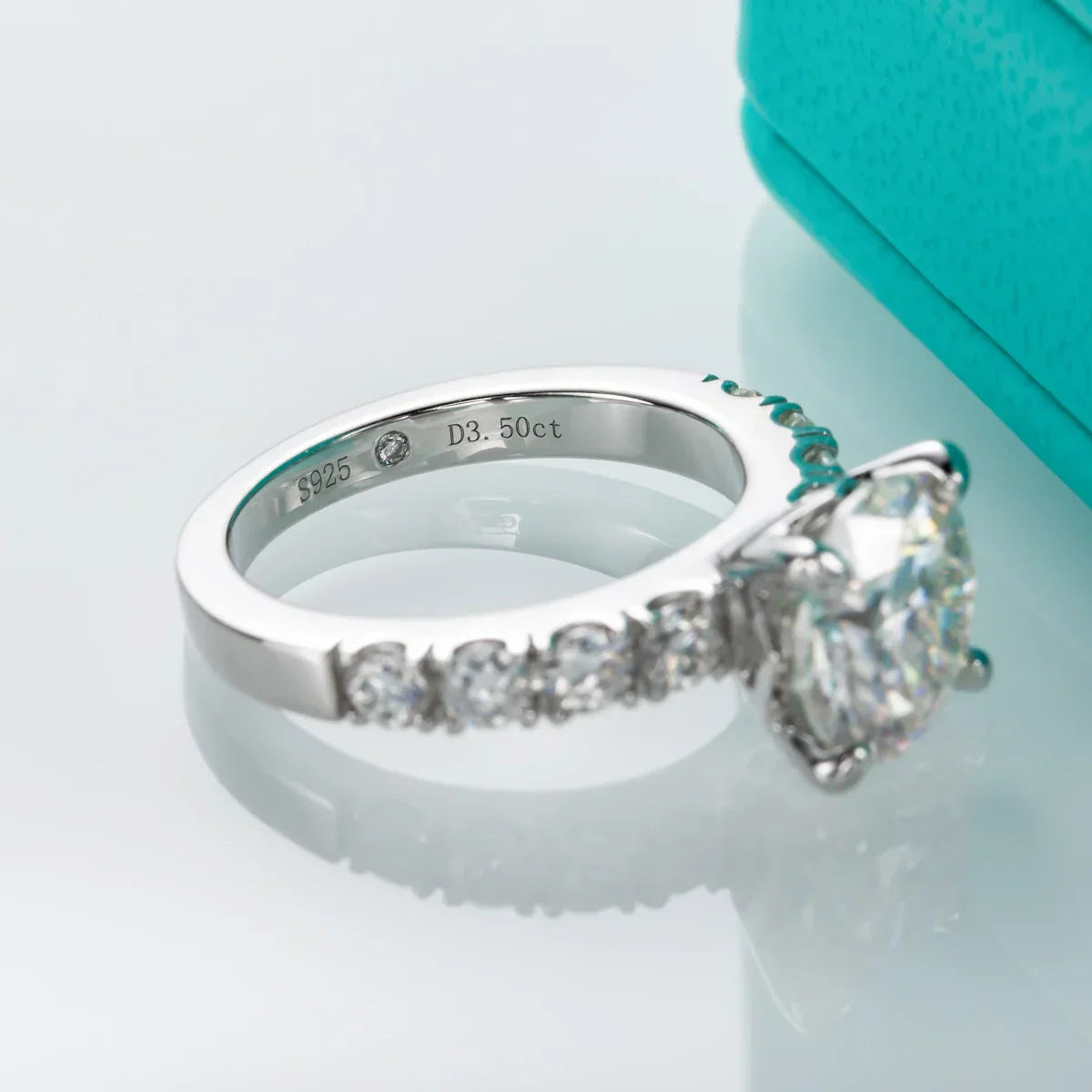 4.3CT D Color Moissanite Engagement Ring