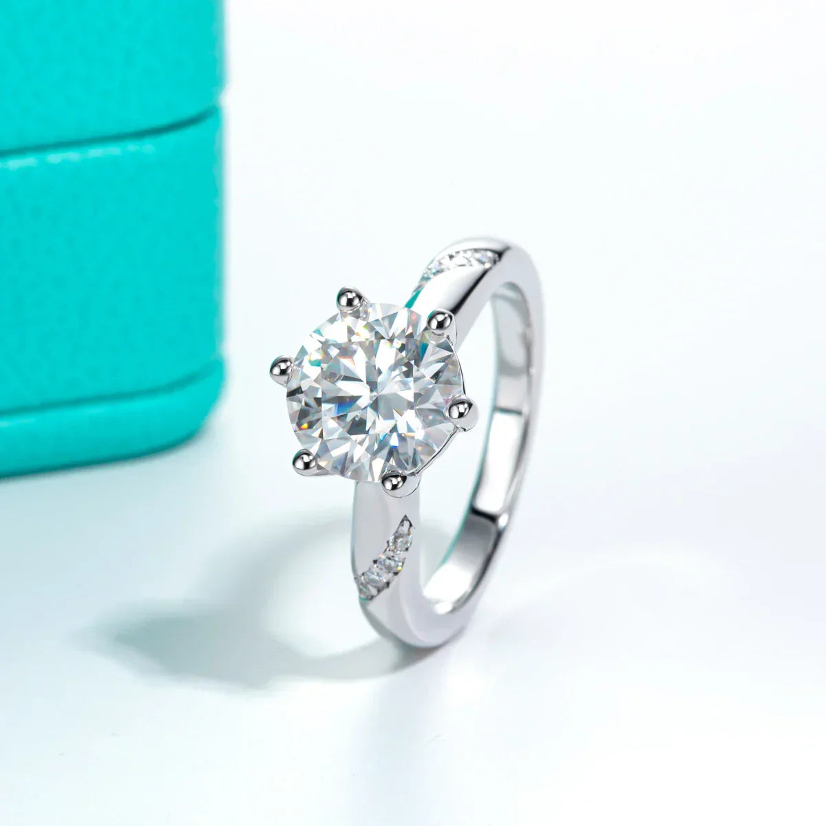 3 CT Round Cut D Color Moissanite Engagement Ring