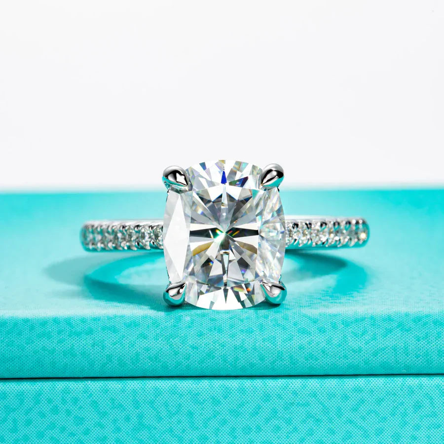 5CT Cushion Cut D Color Moissanite Engagement Ring