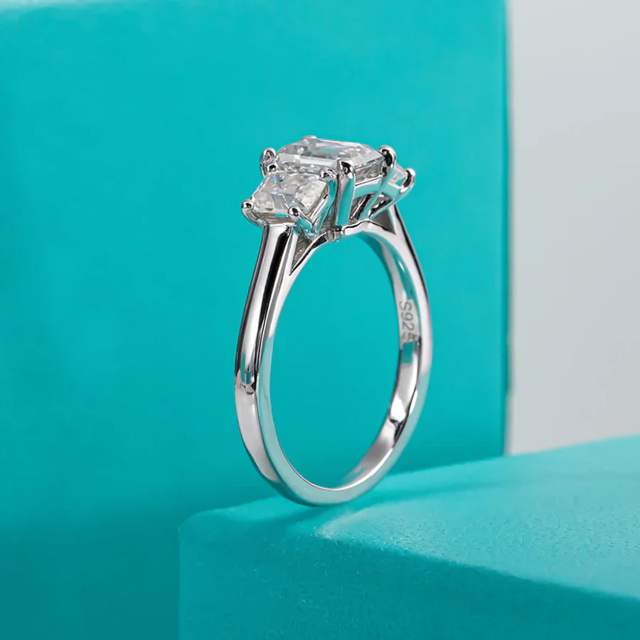 1.8 CTTW Emerald Cut Moissanite Engagement Ring