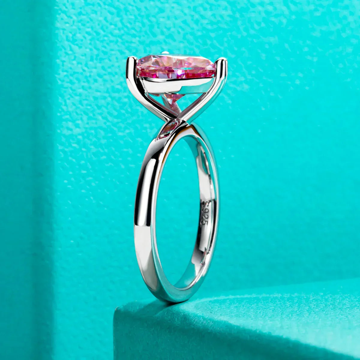 3CT Heart Cut Sakura Pink Moissanite Engagement Ring