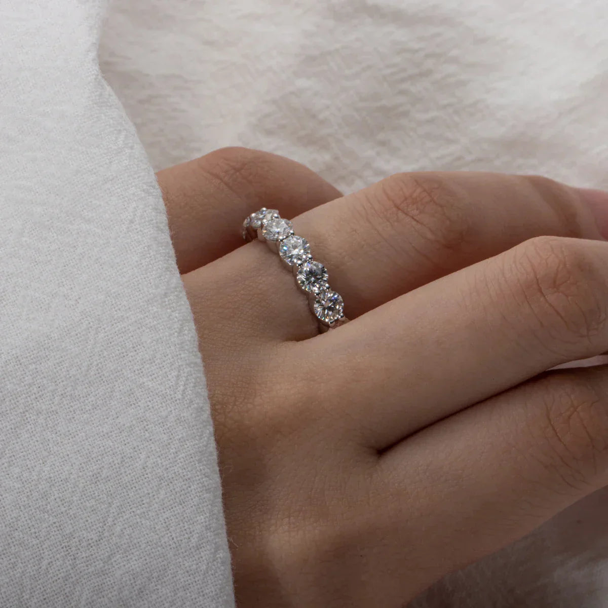 3MM Round Cut D Color Moissanite Eternity Band