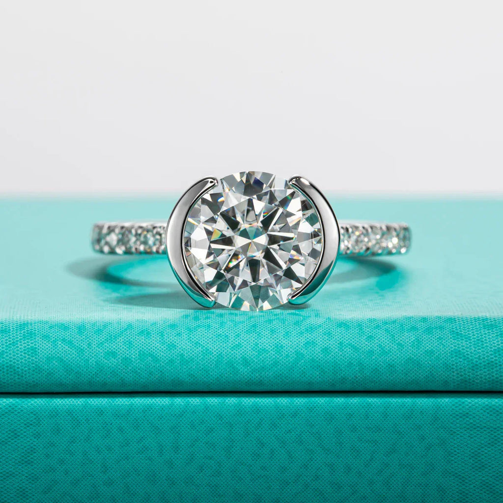 3CT D Color Moissanite Engagement Ring
