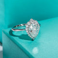 2.6CT Pear Cut D Color Moissanite Halo Engagement Ring