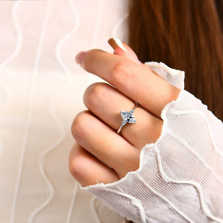 1 CT Marquise Cut Moissanite Engagement Ring