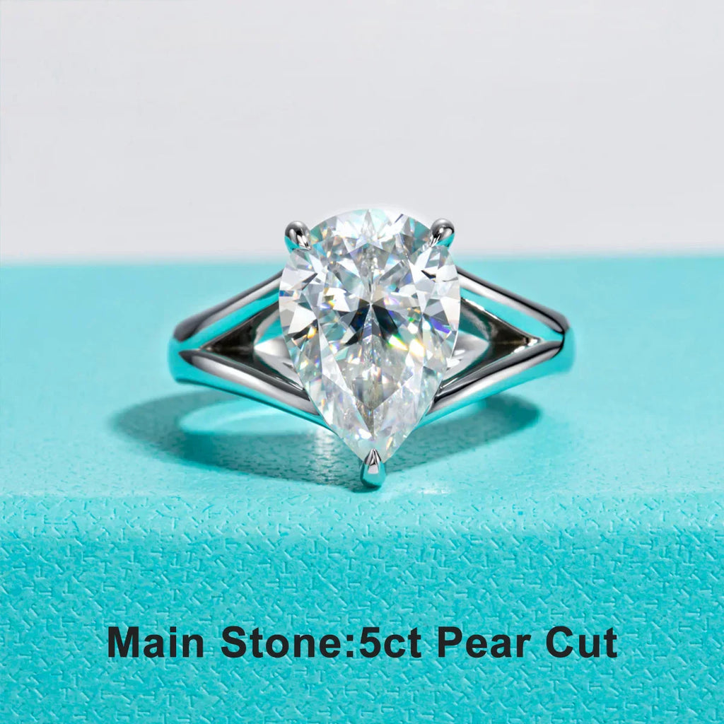 5 CT Pear Cut Moissanite Engagement Wedding Ring