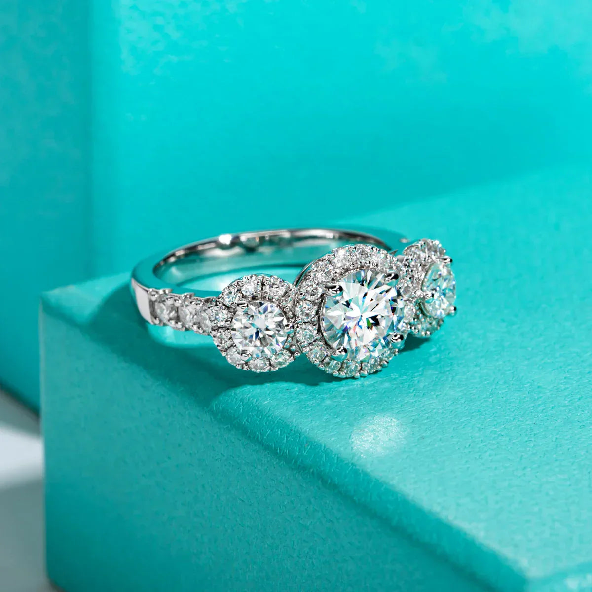 2.22 CTTW D Color Moissanite Engagement Ring