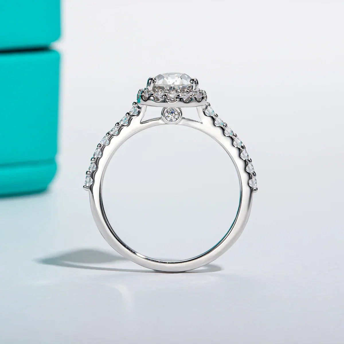 1CT Pear Cut Moissanite Halo Engagement Wedding Ring