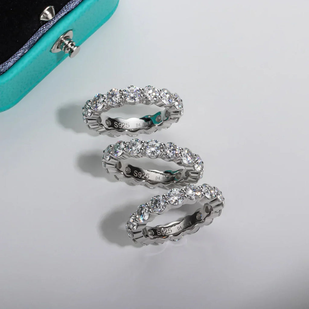 3MM Round Cut D Color Moissanite Eternity Band