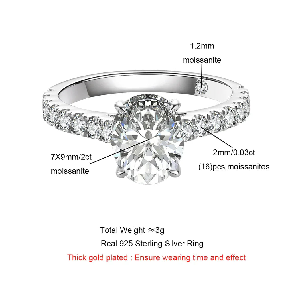 2CT VVS1 Oval Cut Moissanite Engagement Ring
