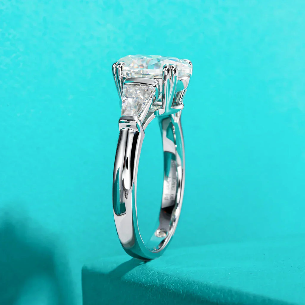 3.8 CTTW Oval Cut D Color Moissanite Engagement Ring