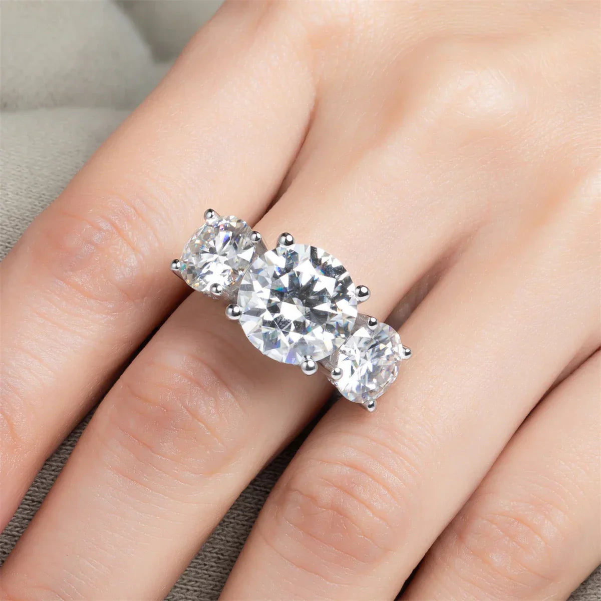 11CTTW Round Cut Moissanite Engagement Ring