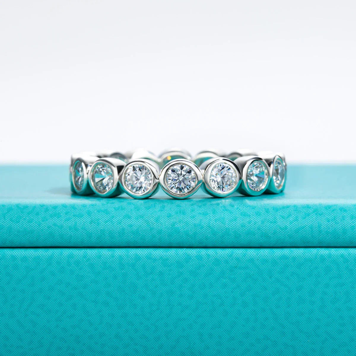 3MM Round Cut D Color Moissanite Eternity Band