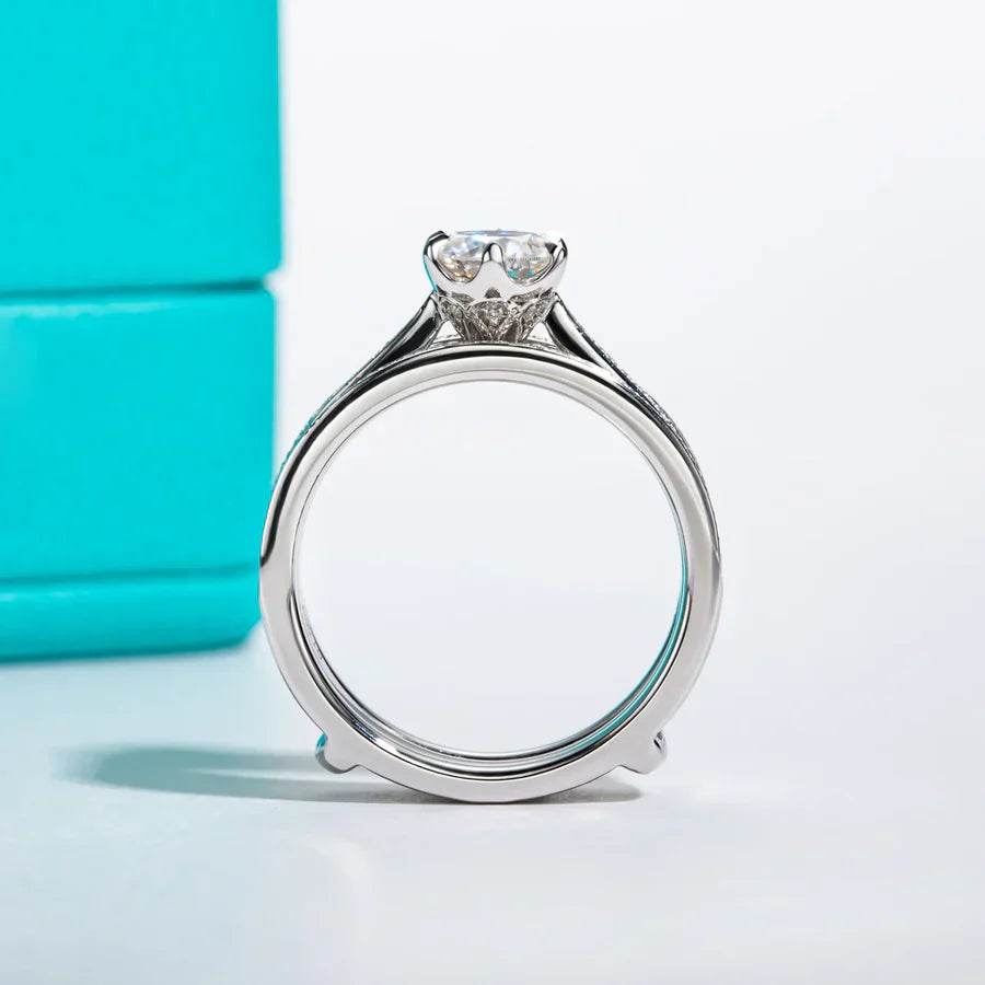 1 CT Moissanite Engagement Bridal Ring Set