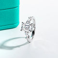 3CT Emerald Cut & 0.3CT Pear Cut Moissanite Engagement