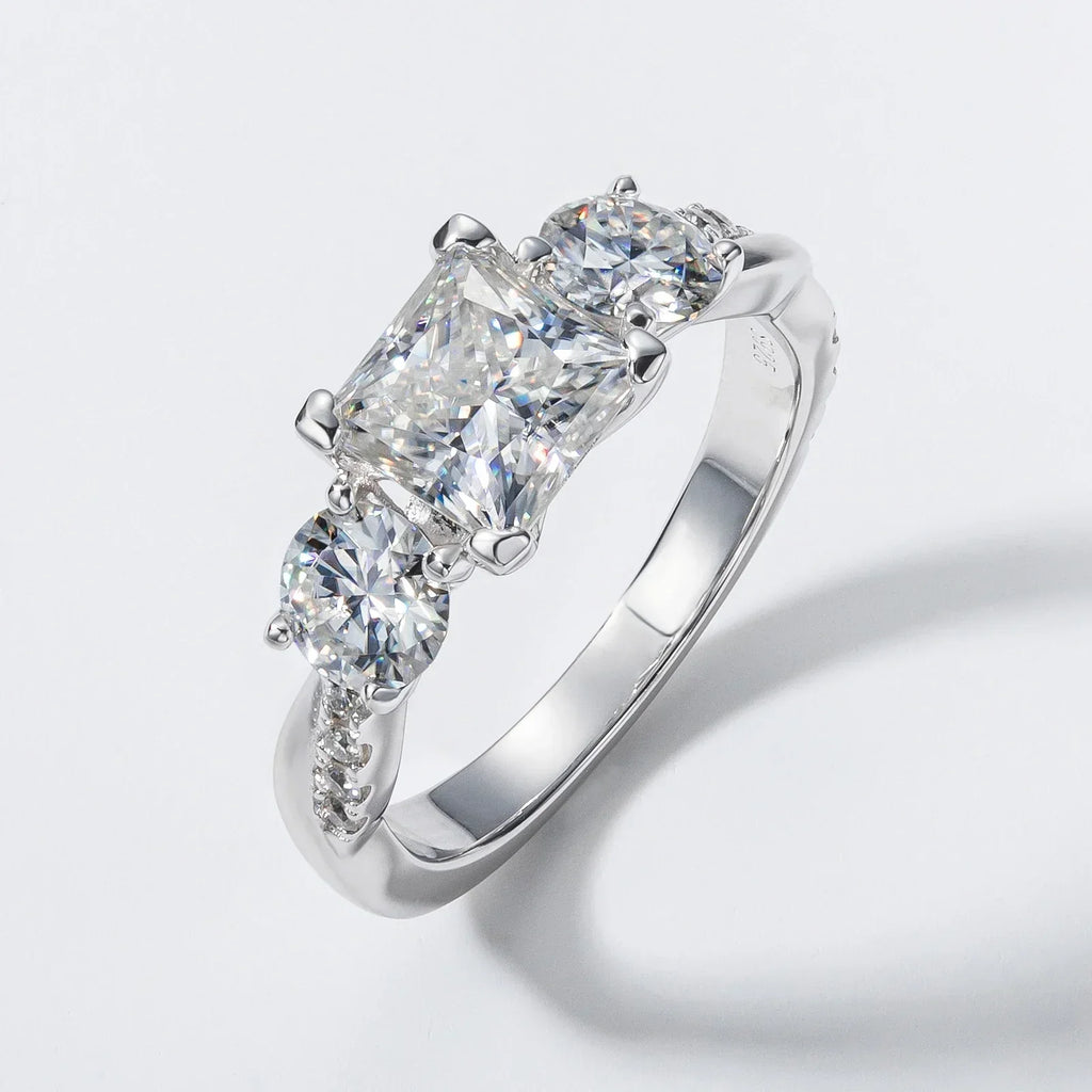 2.5 CTTW Princess Cut Moissanite Bridal Ring Set
