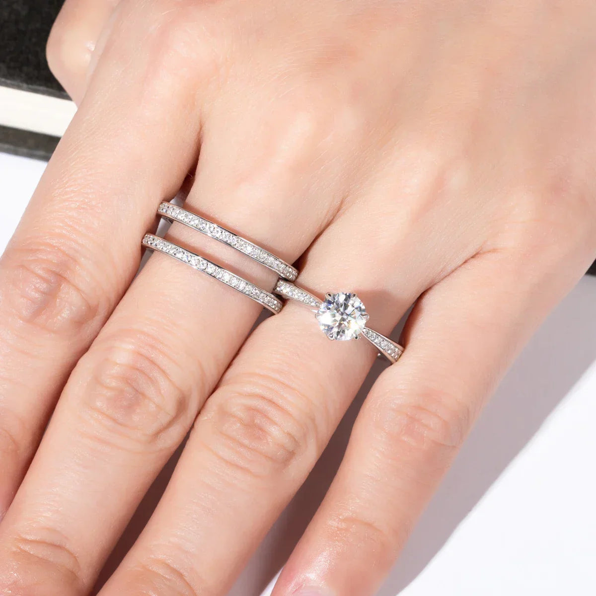 1 CT Moissanite Engagement Bridal Ring Set