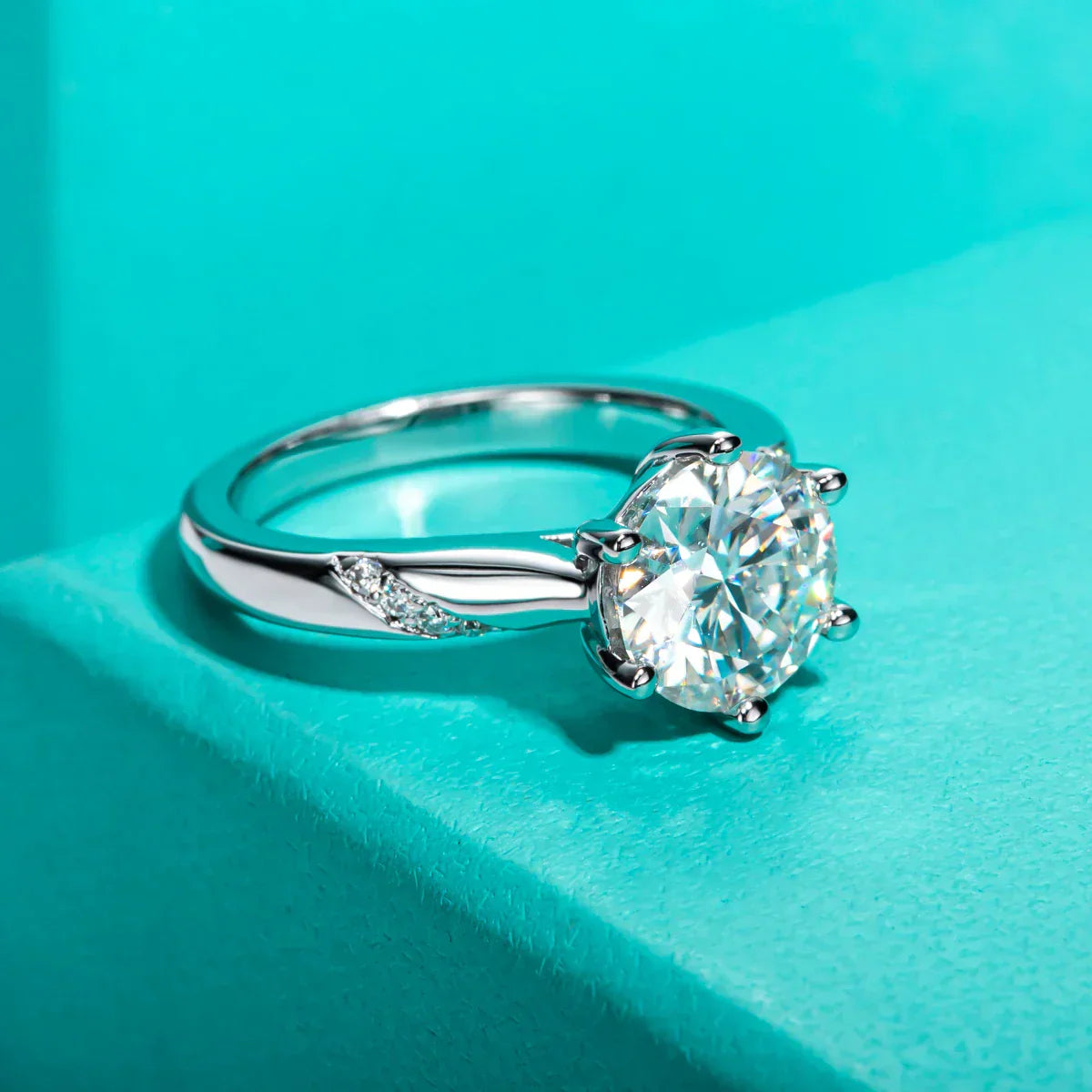 3 CT Round Cut D Color Moissanite Engagement Ring