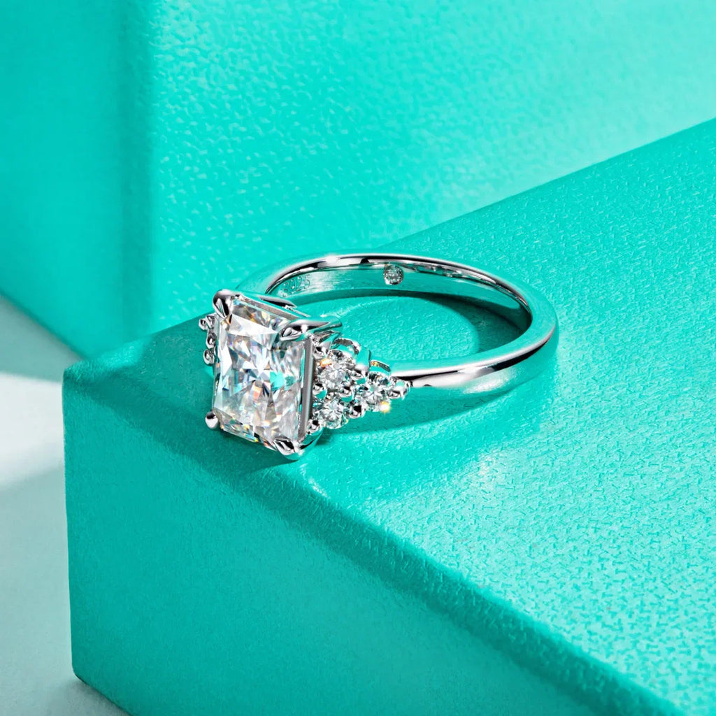 3CT Radiant Cut D Color Moissanite Engagement Ring