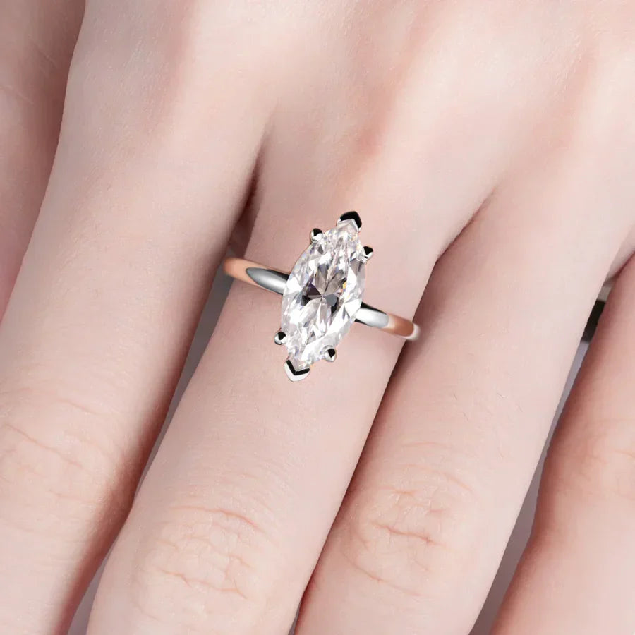 3 CT D Color Marquise Cut Moissanite Engagement Wedding