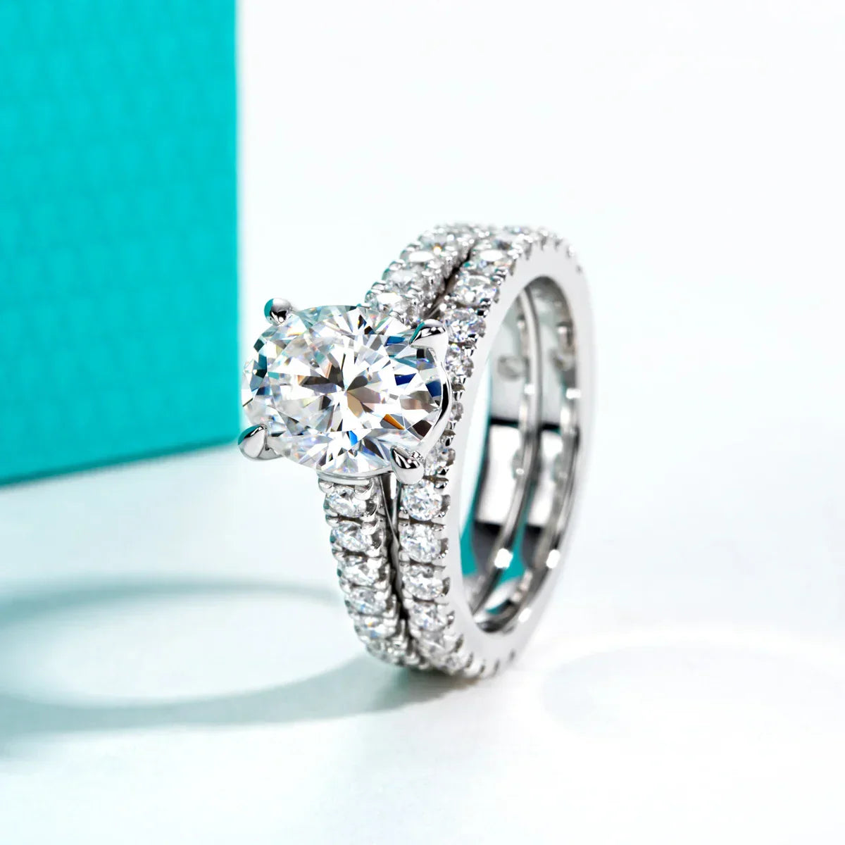 3 CT Oval Cut Moissanite Bridal Ring Set