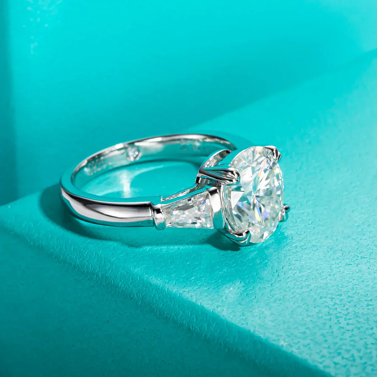 3.8 CTTW Oval Cut D Color Moissanite Engagement Ring