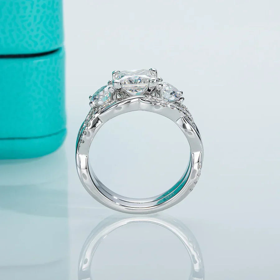 2.5 CTTW Princess Cut Moissanite Bridal Ring Set