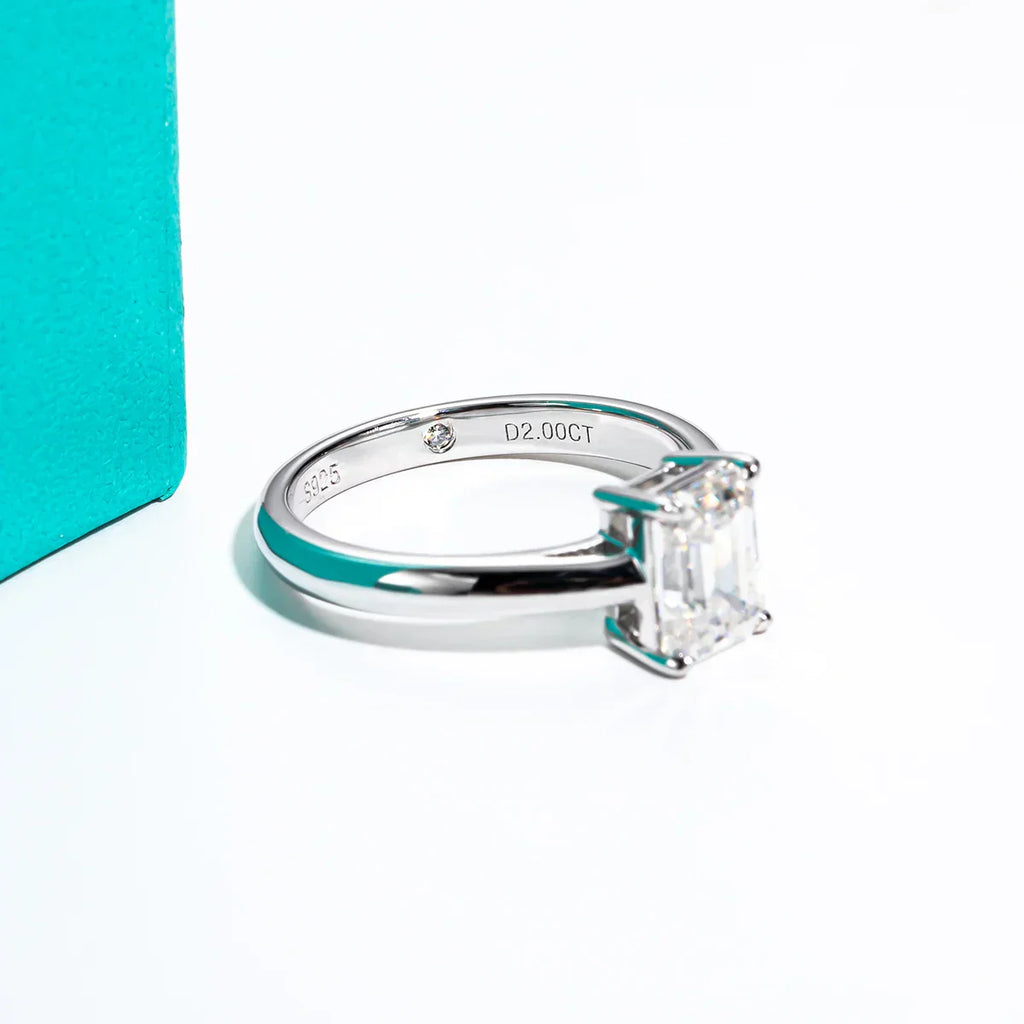 2 CT Emerald Cut Moissanite Engagement Ring