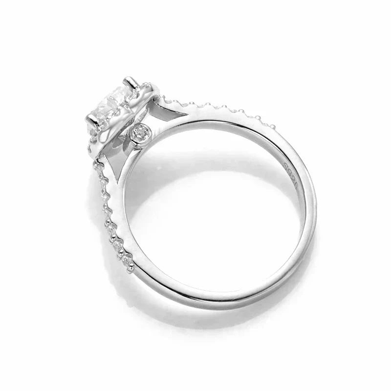 1 Carat Heart Cut Moissanite Halo Engagement Ring