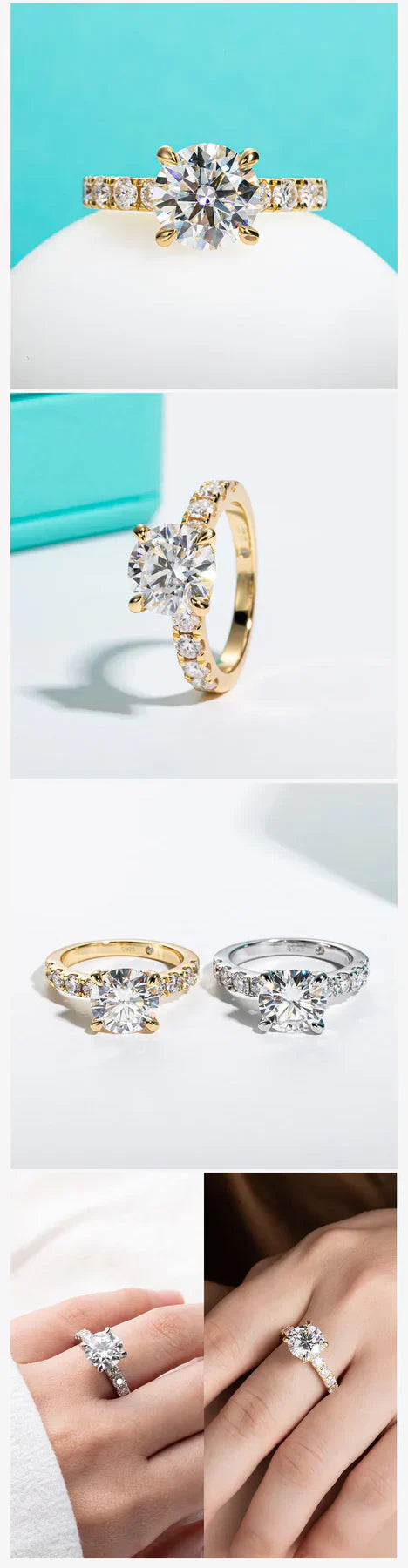4.3CT D Color Moissanite Engagement Ring