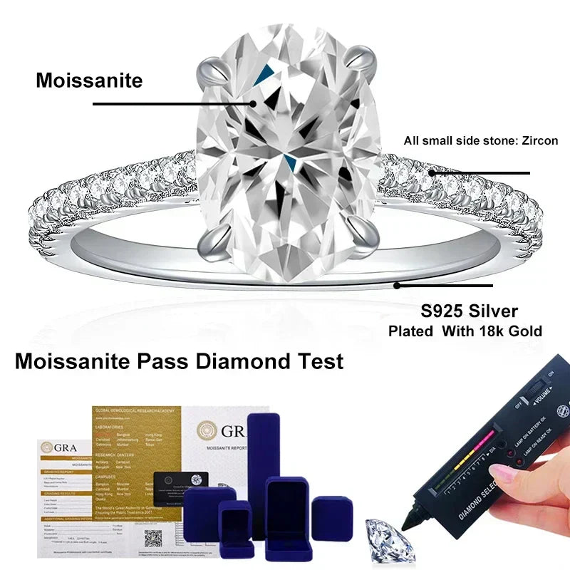 3 CT Oval Cut Moissanite Engagement Ring