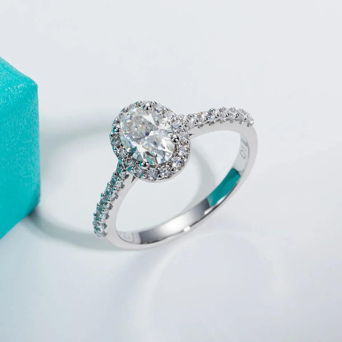 1 CT Oval Cut Moissanite Halo Engagement Wedding Ring