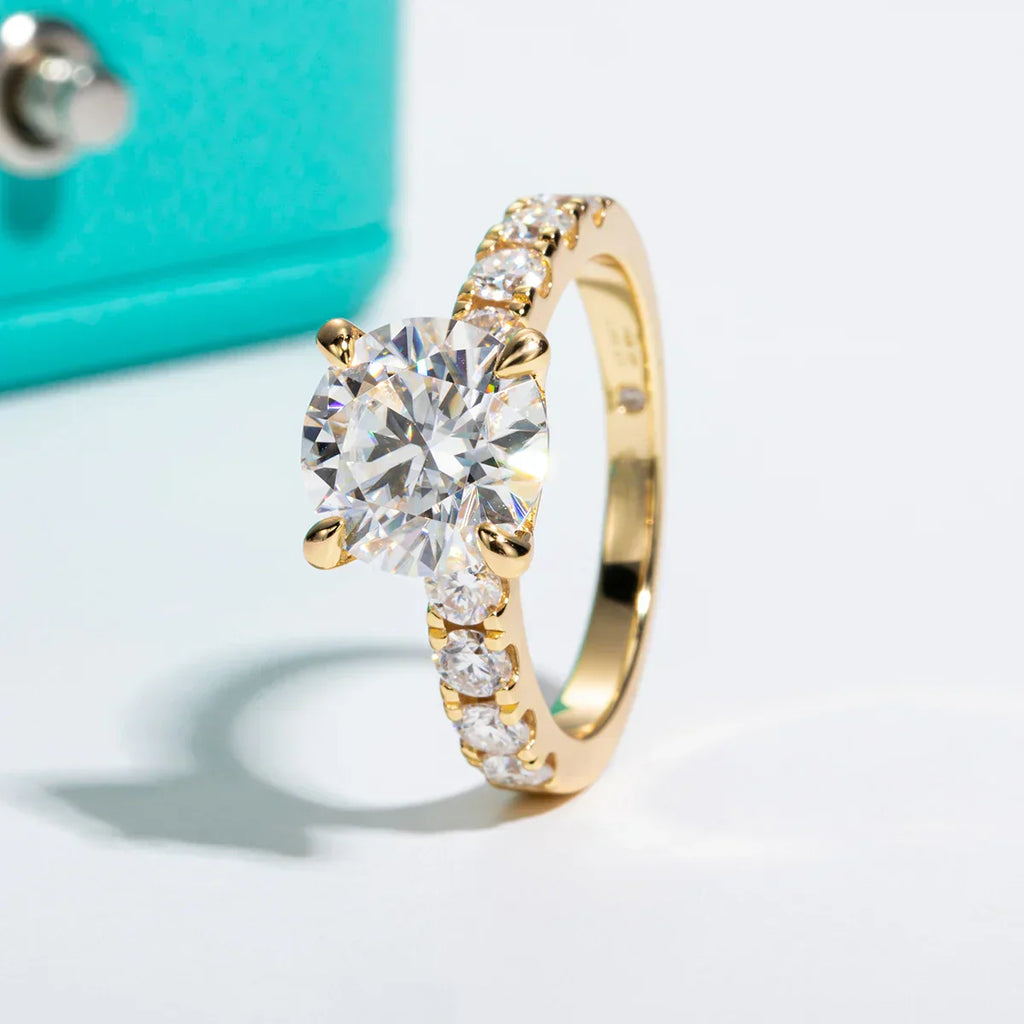 4.3CT D Color Moissanite Engagement Ring