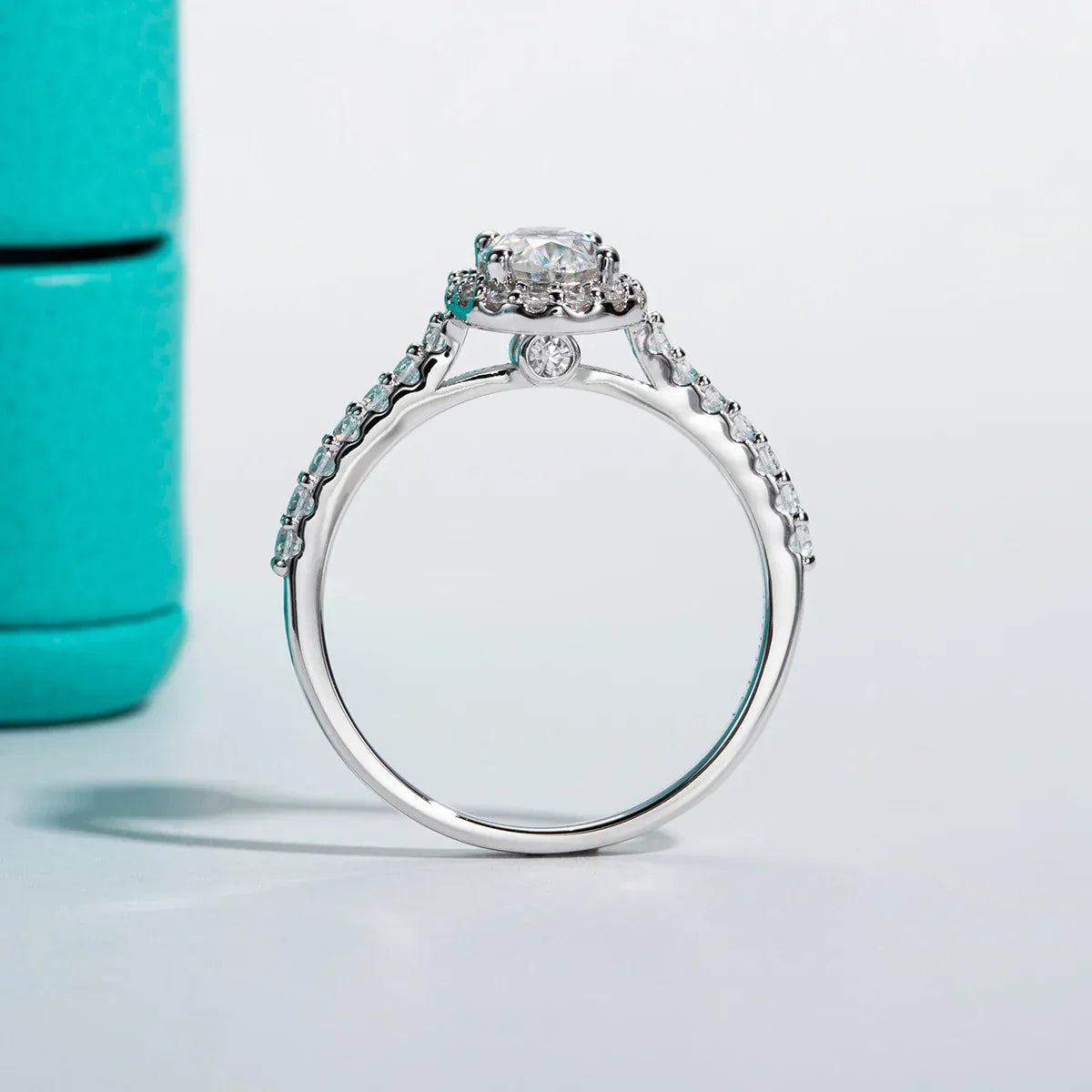 1 CT Oval Cut Moissanite Halo Engagement Wedding Ring