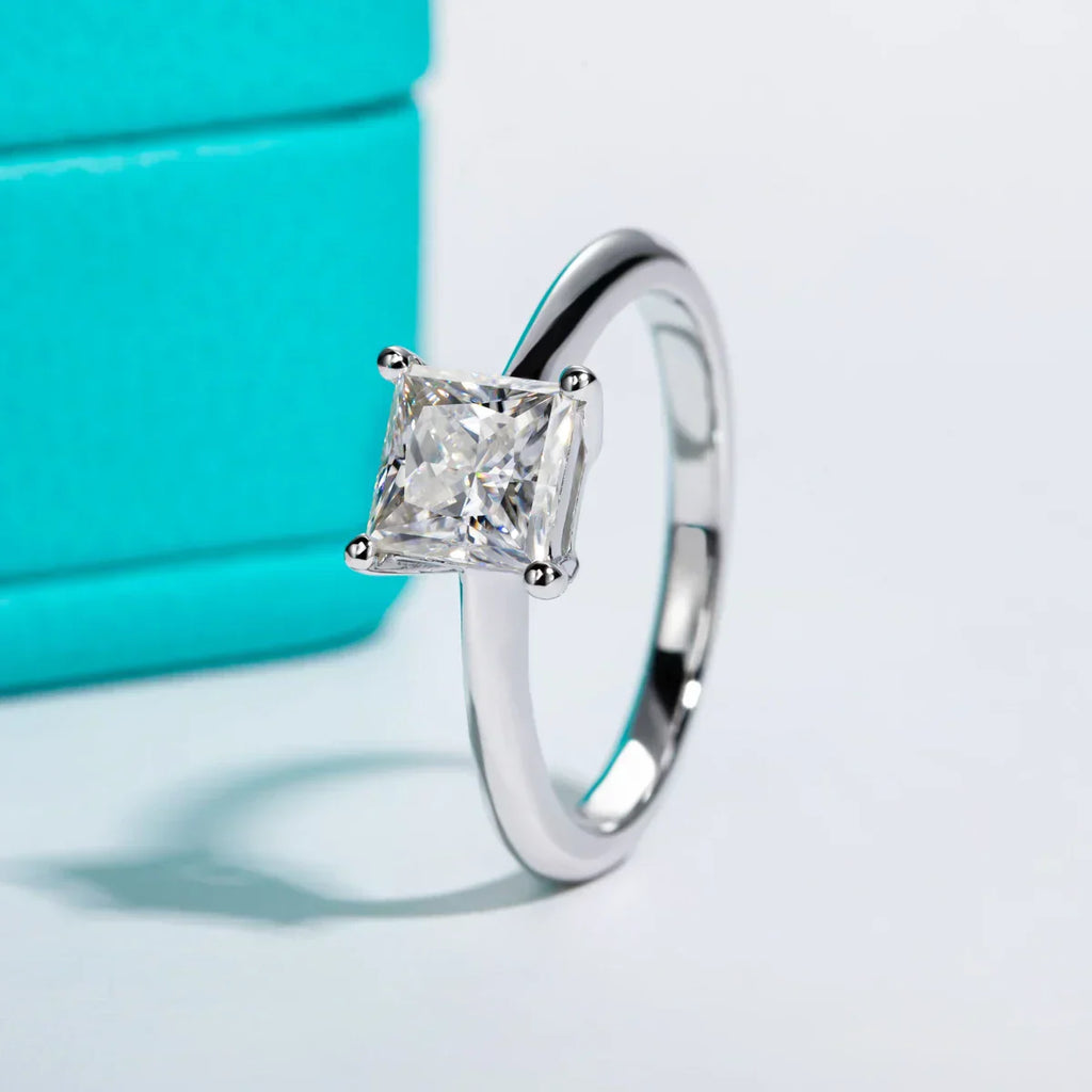 1.2CT Princess Cut D Color Moissanite Engagement Ring