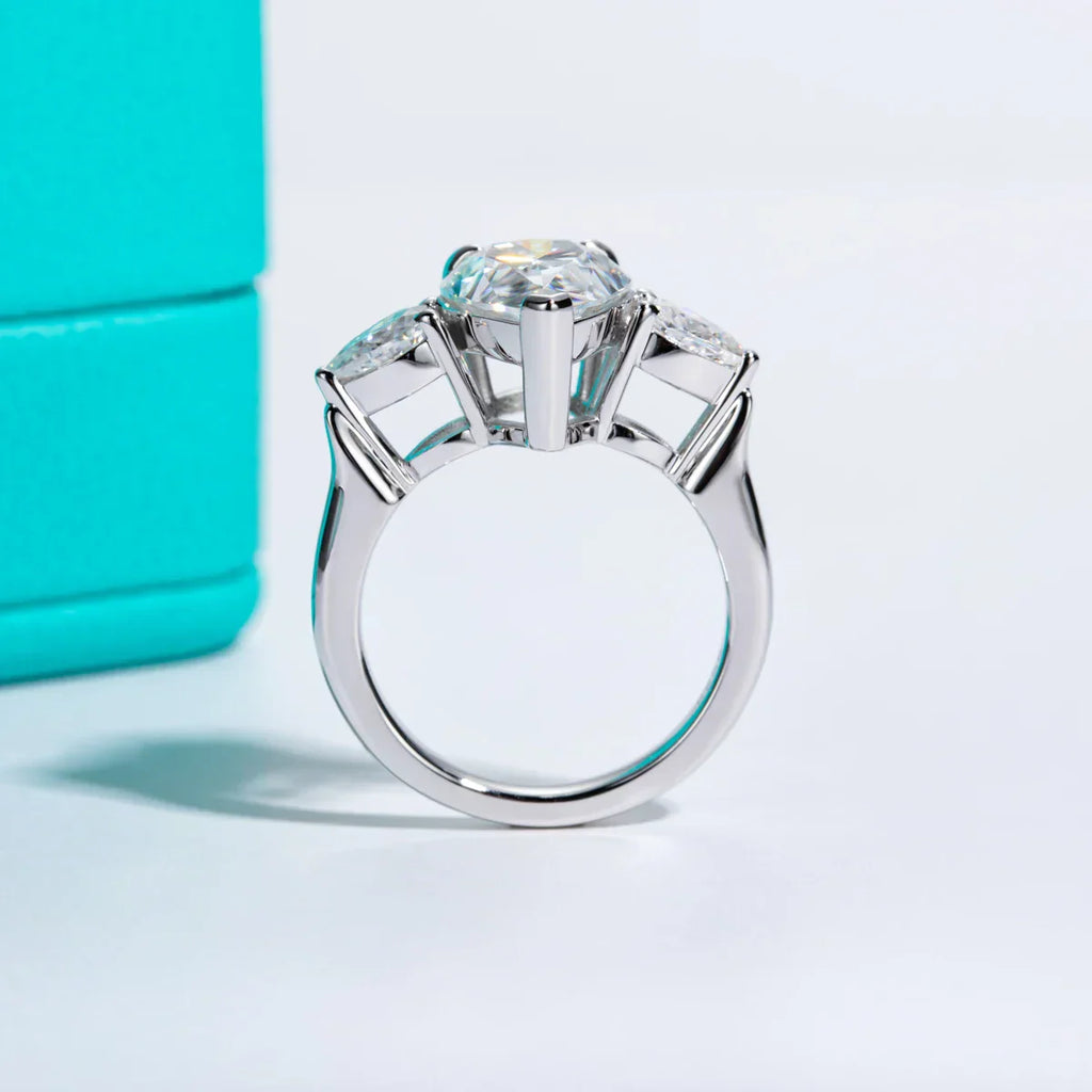 6 CTTW Pear Cut Moissanite Engagement Ring