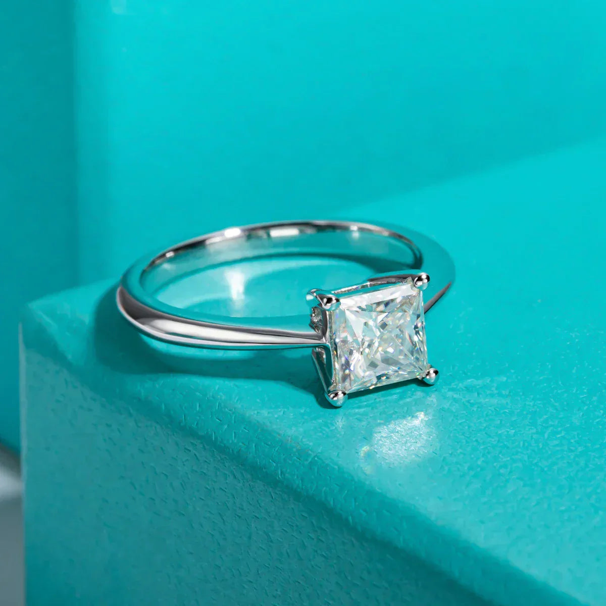 1.2CT Princess Cut D Color Moissanite Engagement Ring