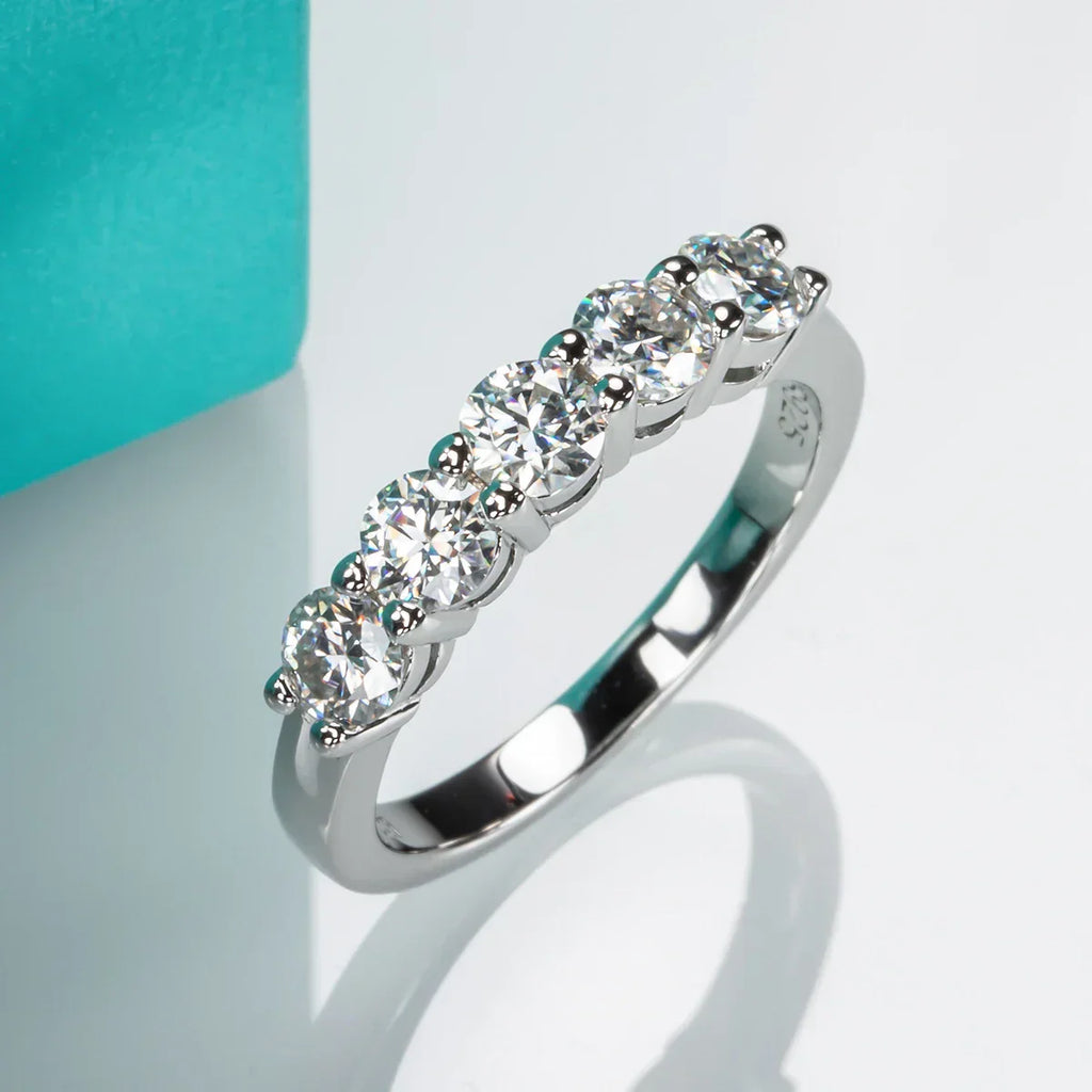 4MM Round Cut Half Eternity Moissanite Band