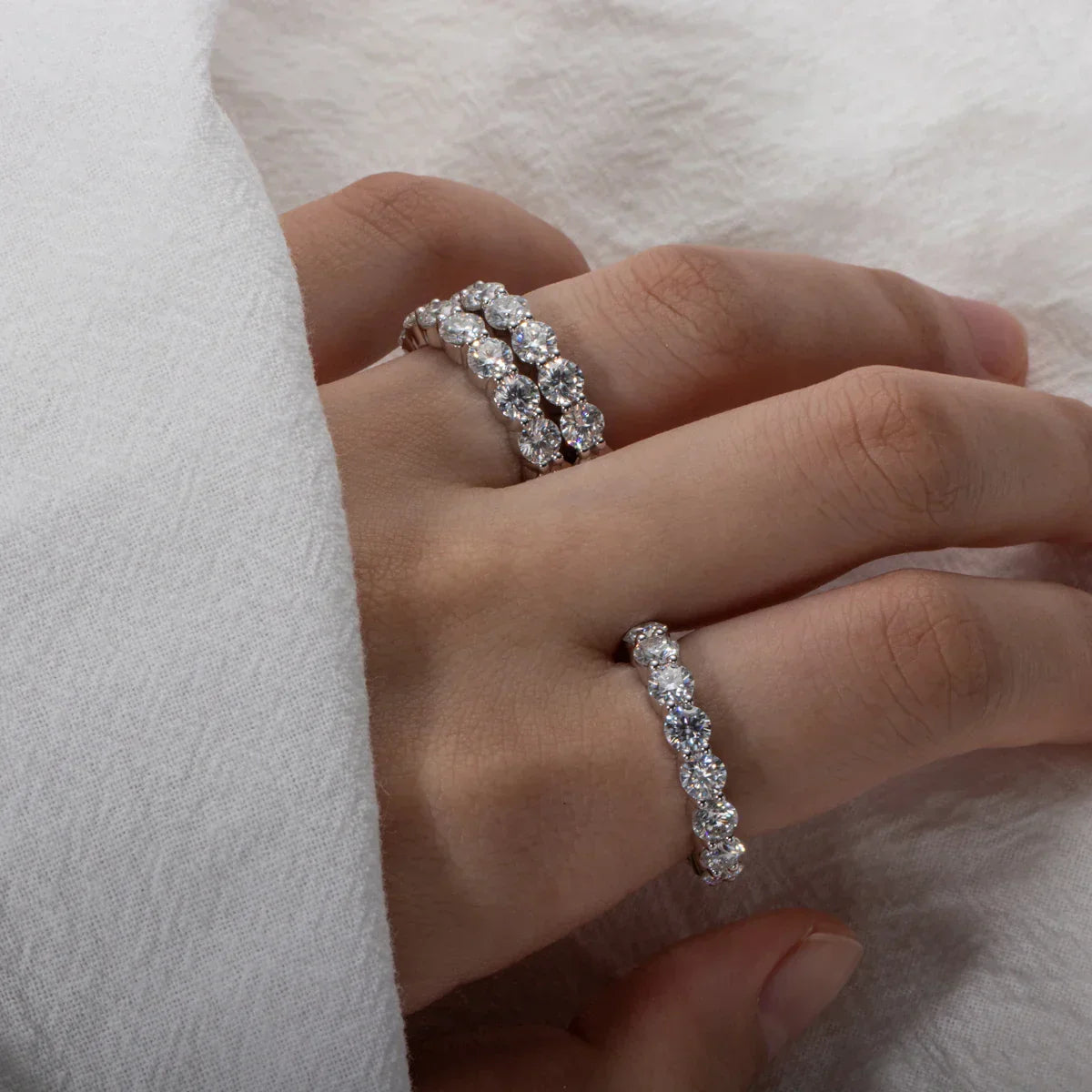3MM Round Cut D Color Moissanite Eternity Band
