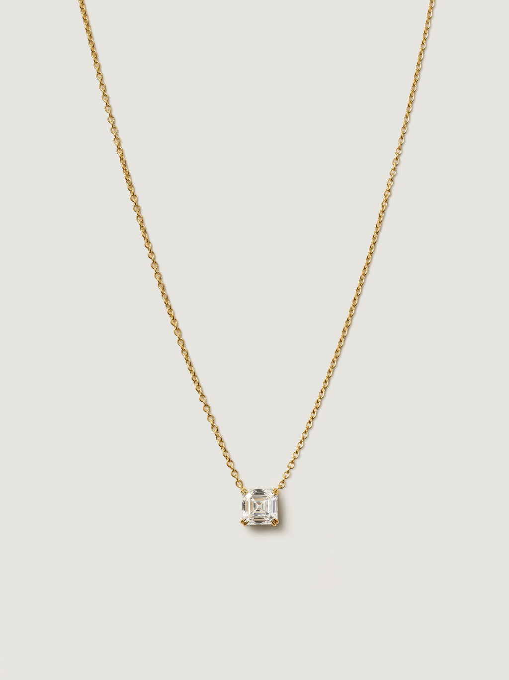 Asscher Cut Diamond Pendant Necklace | Classic Square Solitaire Necklace