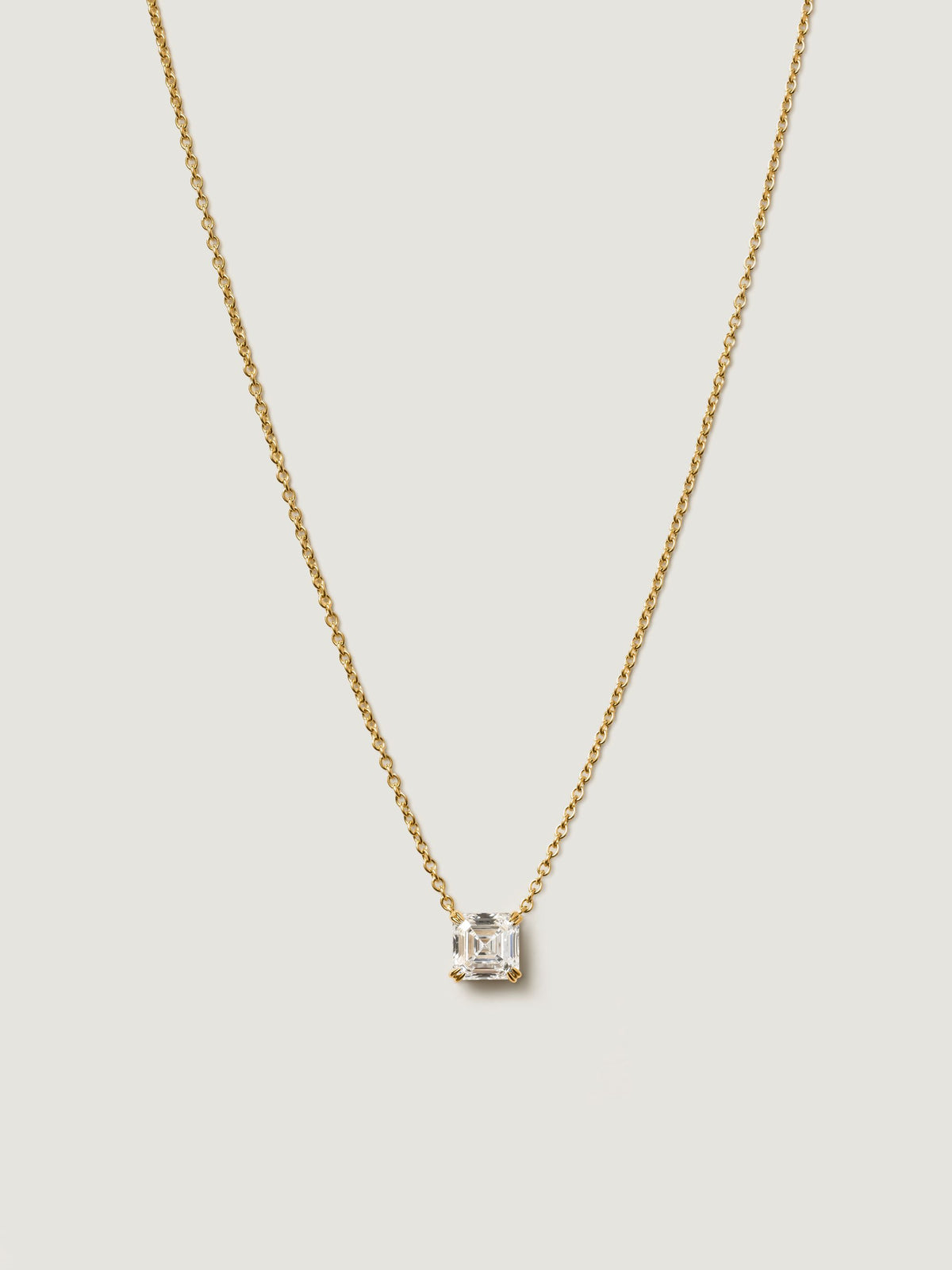 Asscher Cut Diamond Pendant Necklace | Classic Square Solitaire Necklace