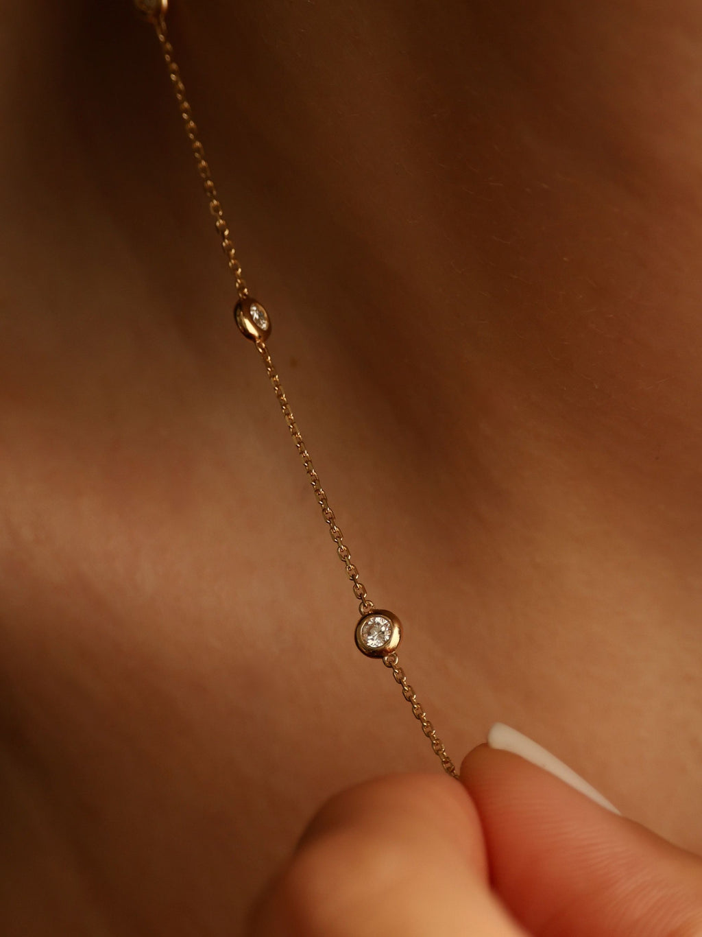 Bezel-Set Round Diamond Station Necklace | Diamonds by the Yard Station Necklace