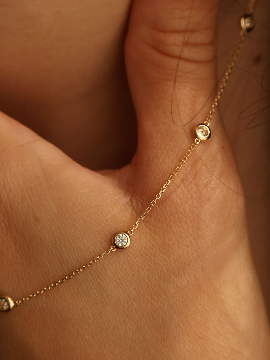 Bezel-Set Round Diamond Station Necklace | Diamonds by the Yard Station Necklace