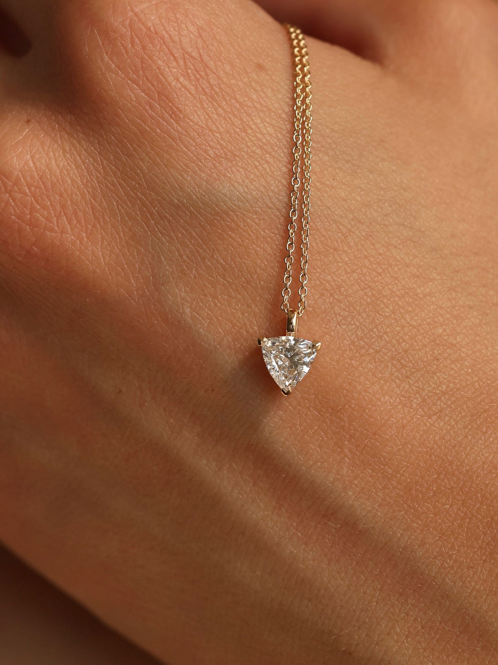 Trillion Cut Diamond Solitaire Pendant Necklace | Minimalist Triangular Pendent