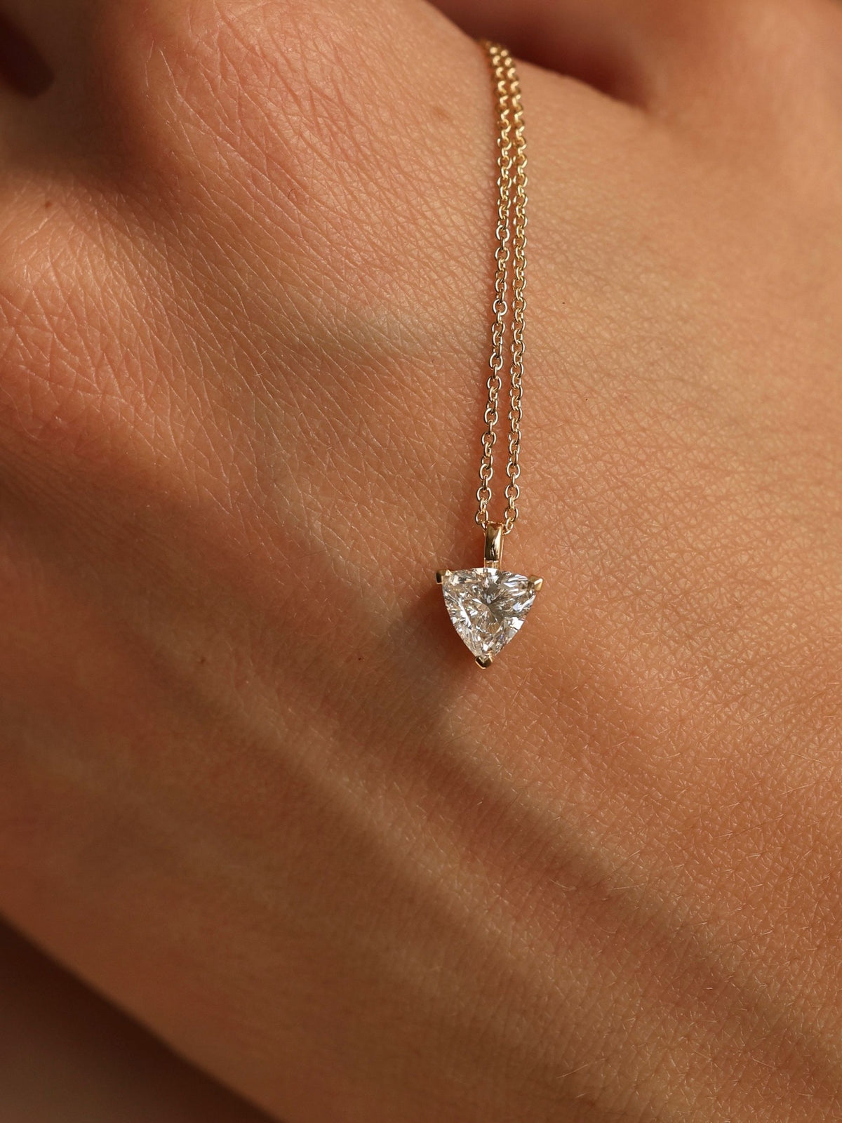 Trillion Cut Diamond Solitaire Pendant Necklace | Minimalist Triangular Pendent