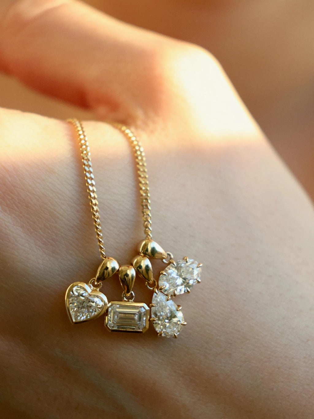 Heart Diamond Bezel Pendant Necklace | Yellow Gold Solitaire Necklace | Gift For Her