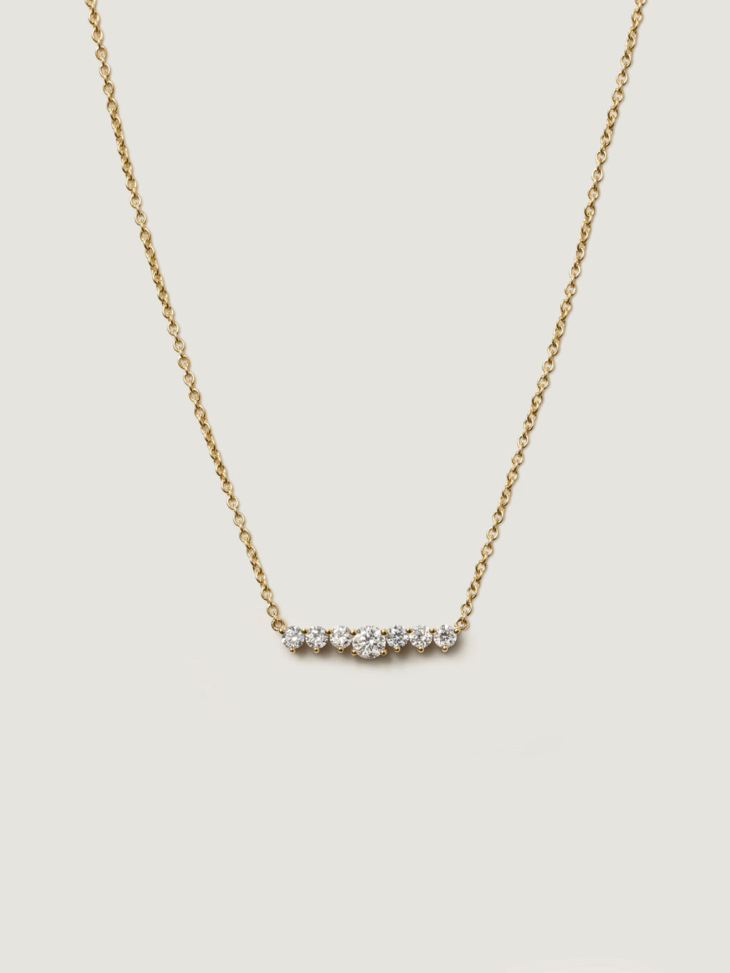 Round Diamond Bar Necklace | | Curved Diamond Smile Pendent | Wedding Jewelry